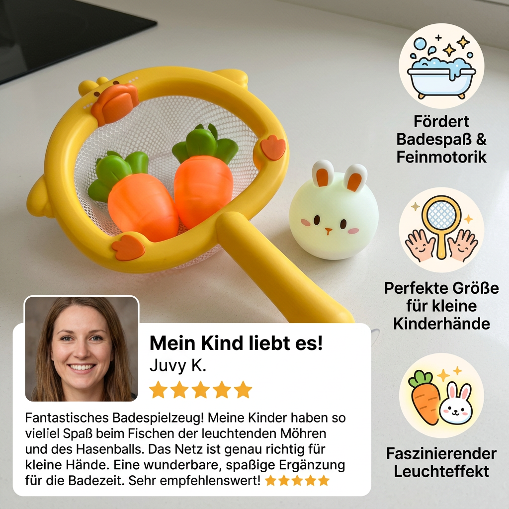 Selbstleuchtendes Badespielzeug mit Fangnetz