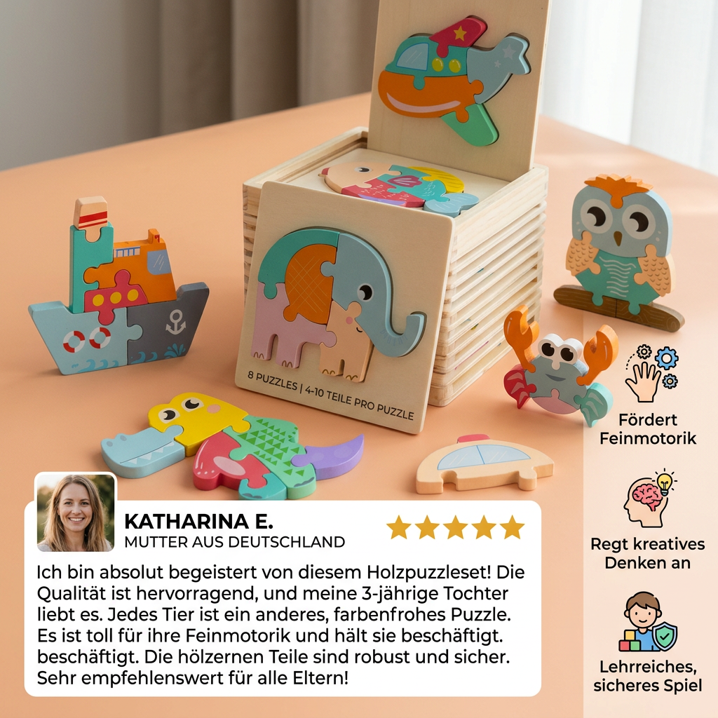 Kinderpuzzle mit Tieren und Fahrzeugen