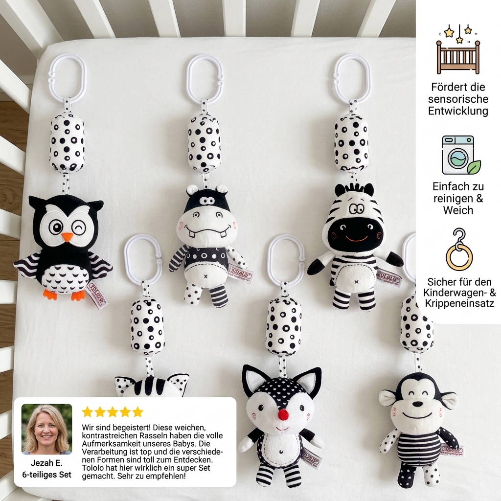 Baby-Rassel-Kuscheltiere für Kinderbett und Kinderwagen