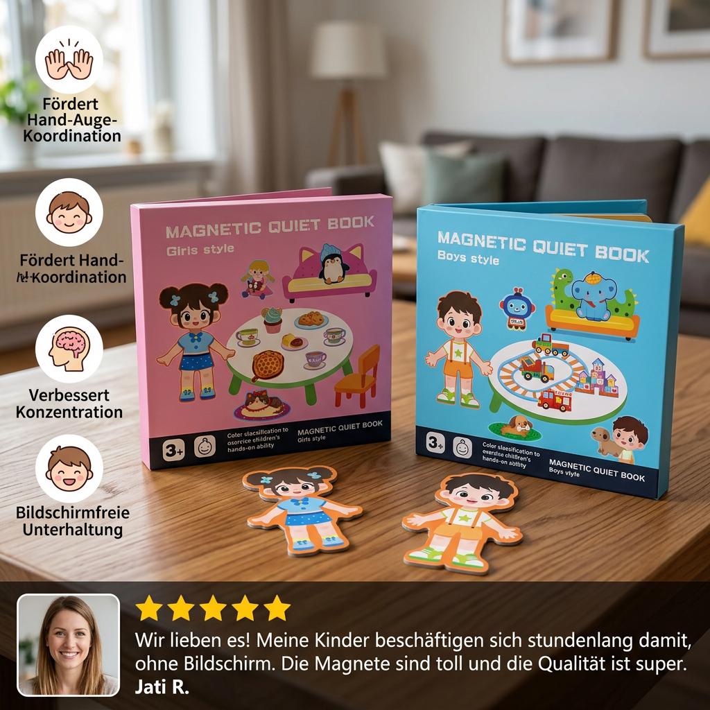 Montessori Magnet-Quiet-Book – Kreatives Ankleide- & Szenenspiel