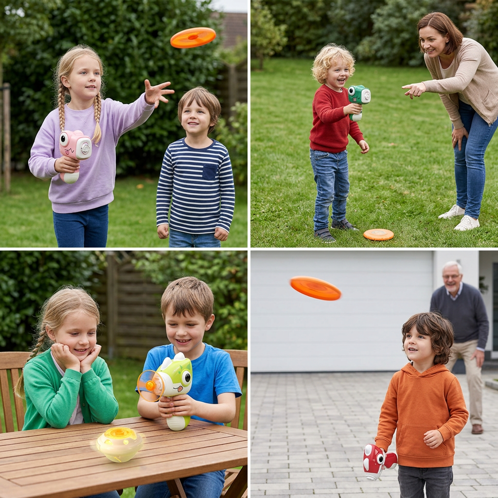 2-in-1-Dino-Spielzeug mit Kreisel und Frisbee-Werfer