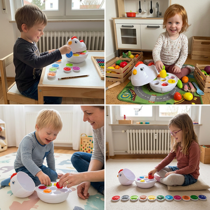 Lernspielzeug mit bunten Formen und Eierschalen