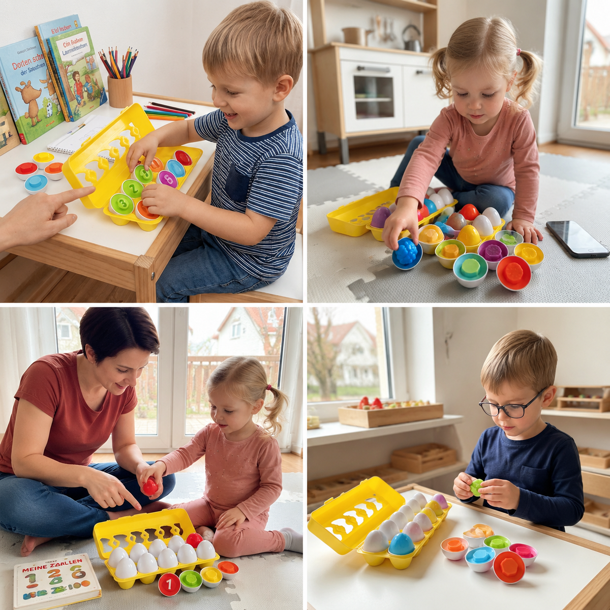 Montessori-Eier mit Formen und Farben