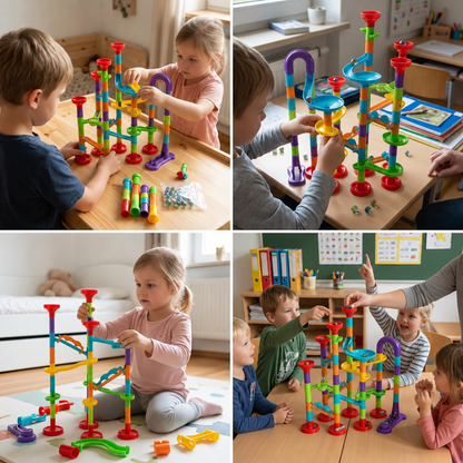 Säulen-Murmelbahn mit Röhren-Set