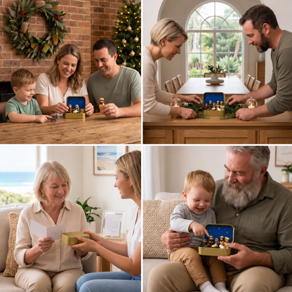 Mini-Weihnachtskrippe in einer Box – Handbemaltes Weihnachtsfiguren-Set