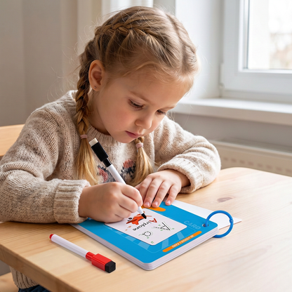Wiederverwendbares Zahlen und Buchstaben Trainingsbuch für Kinder