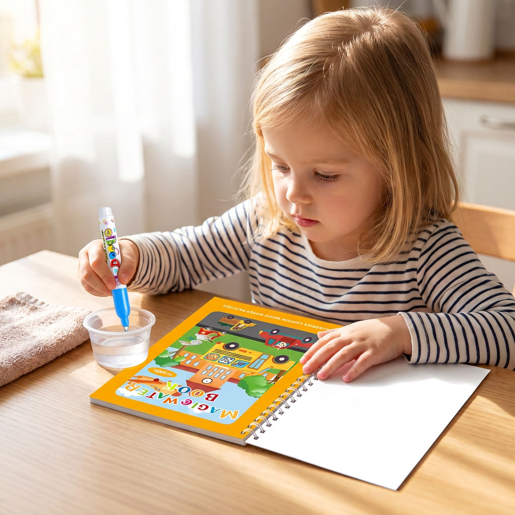 Magisches selbstlöschendes Wassermalbuch-Set für Kinder mit Wasserpinsel