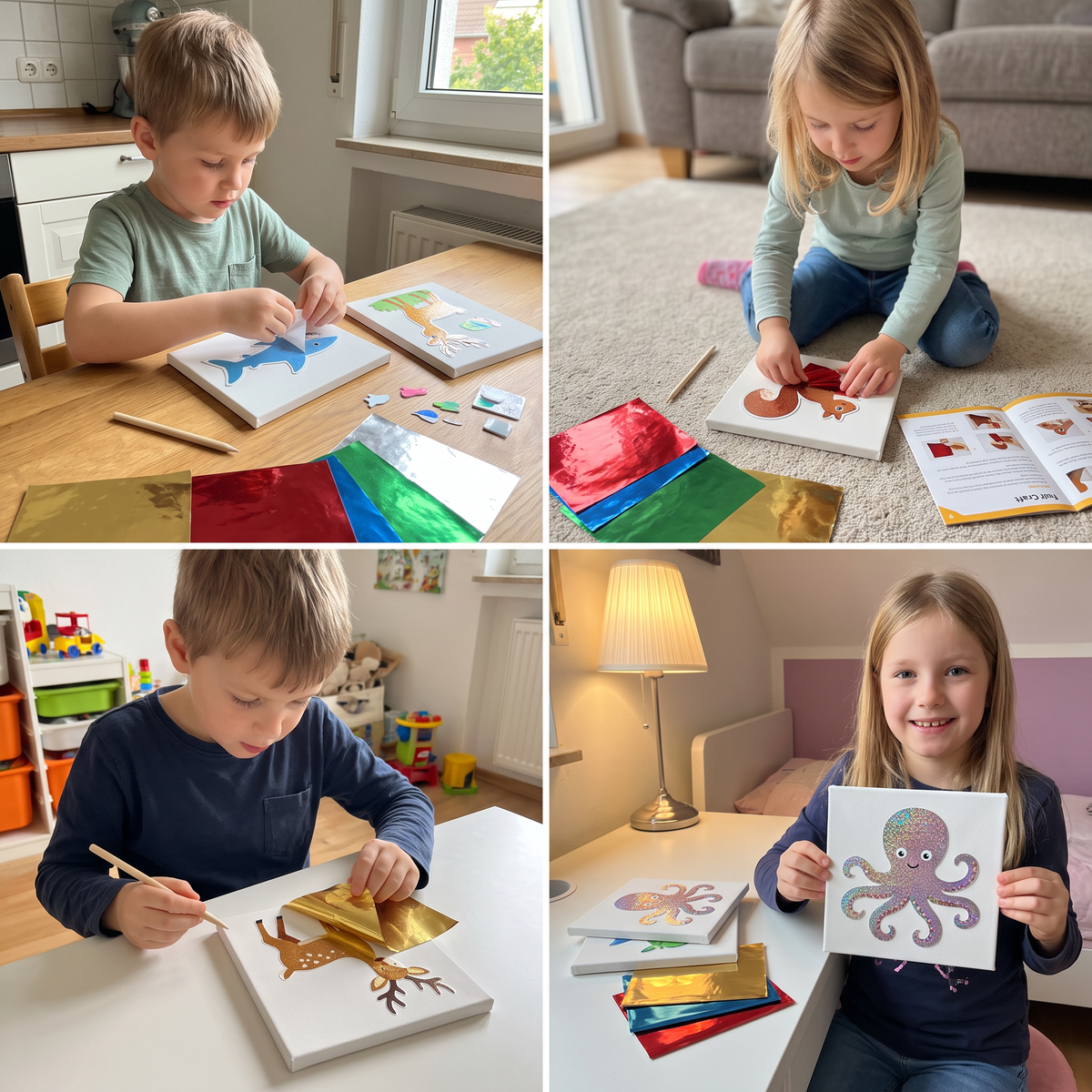 DIY-Folienkunst-Bastelset – Sauberes Tierbasteln für Kinder