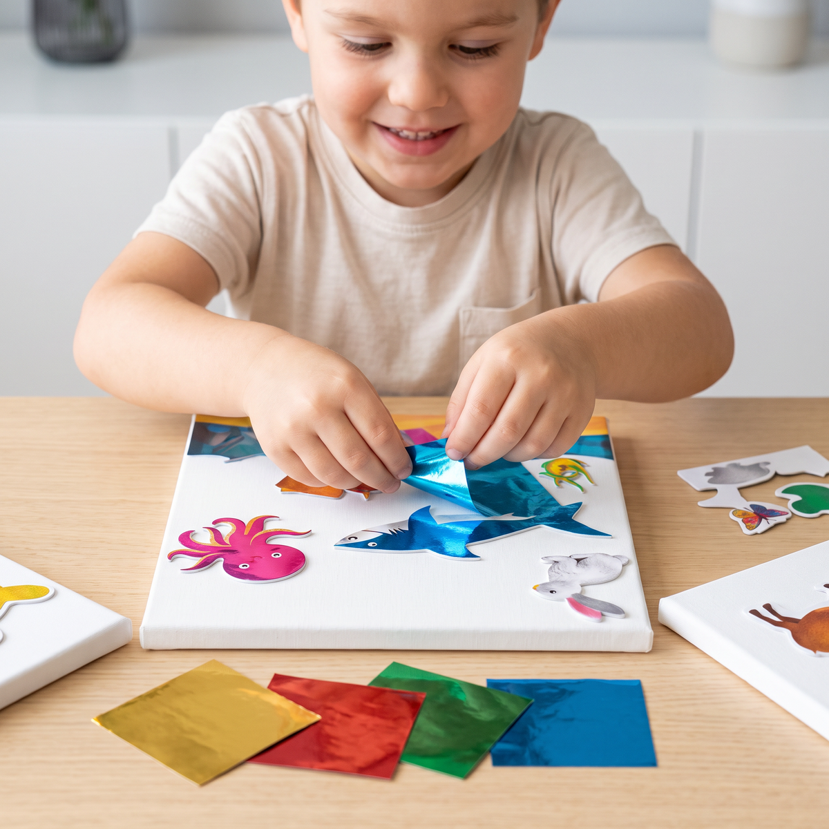 DIY-Folienkunst-Bastelset – Sauberes Tierbasteln für Kinder