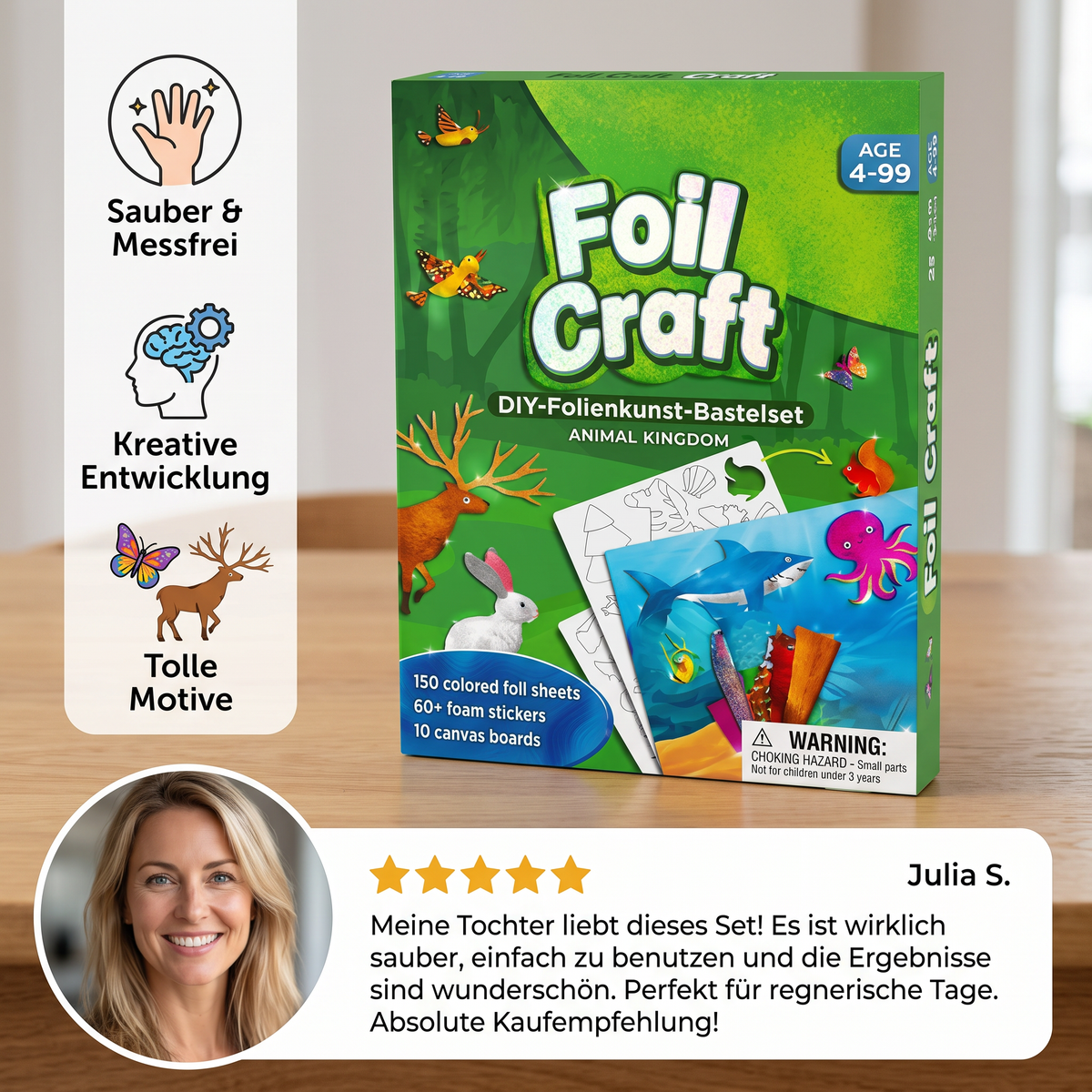 DIY-Folienkunst-Bastelset – Sauberes Tierbasteln für Kinder