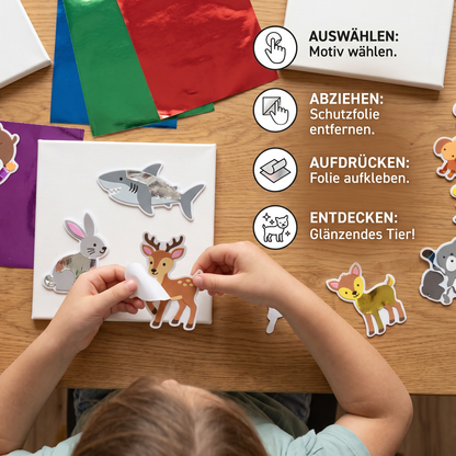 DIY-Folienkunst-Bastelset – Sauberes Tierbasteln für Kinder
