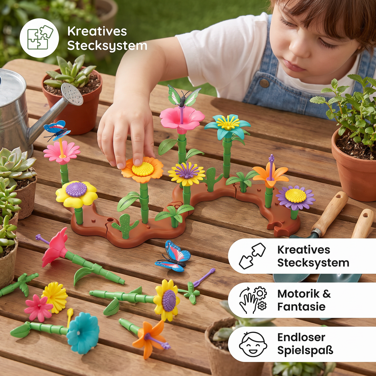Blumen-Garten Steckspiel für Kinder – Kreatives Pflanz & Lernspielzeug für kleine Gärtnerinnen und Gärtner