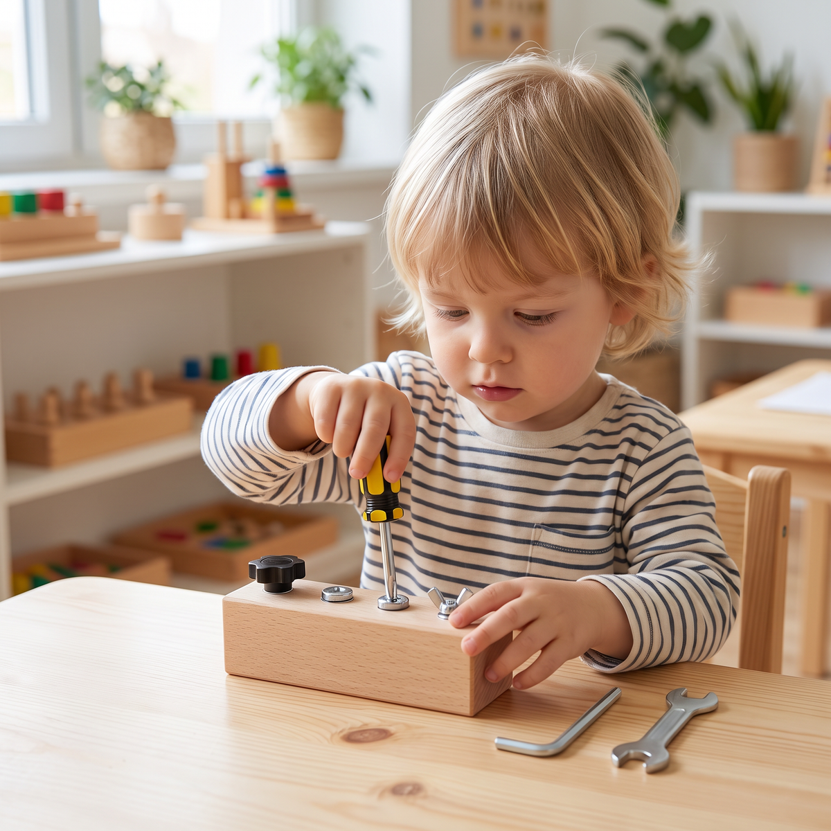 Montessori Holz-Schraubspiel – Feinmotorik & Konzentrationstraining für Kinder