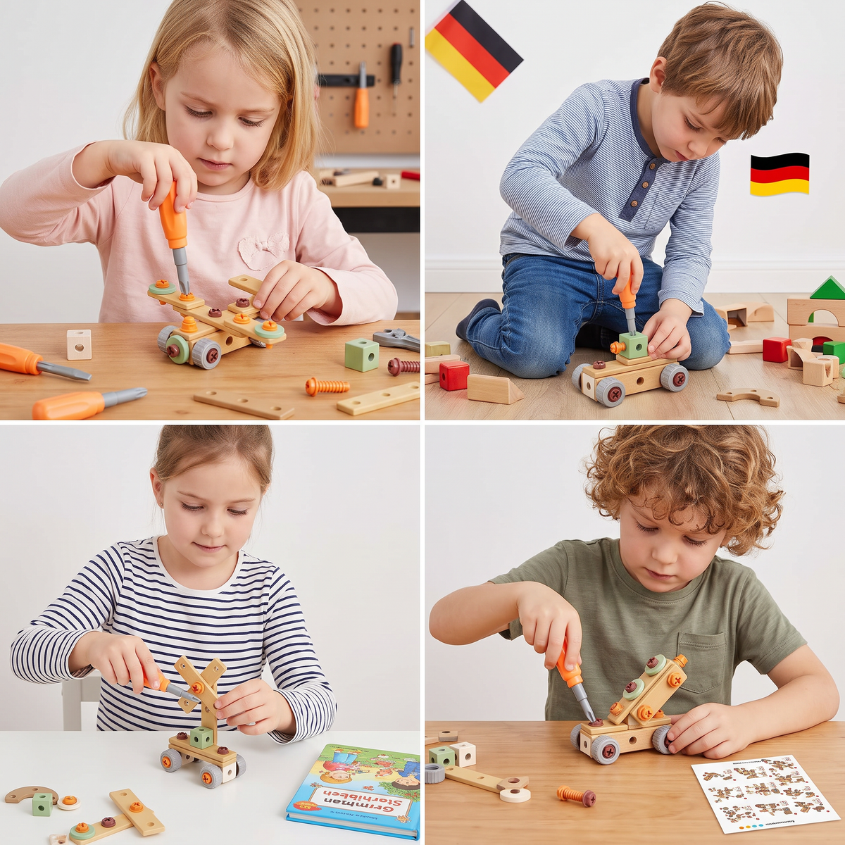 Kinder Werkzeug-Set zum Schrauben & Bauen – Lernspiel mit Zubehör