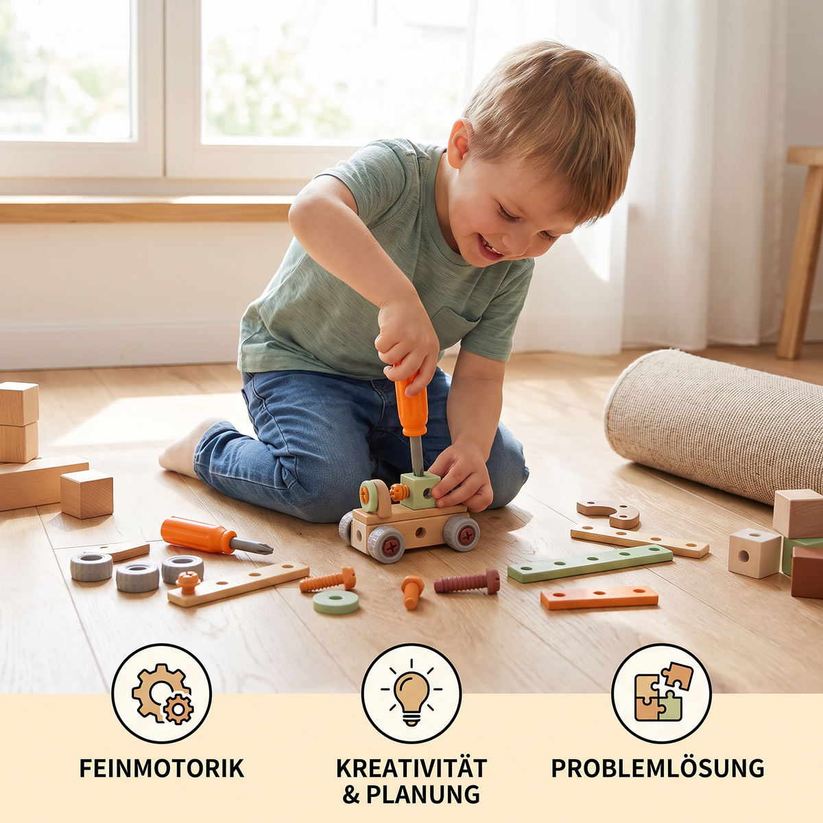 Kinder Werkzeug-Set zum Schrauben & Bauen – Lernspiel mit Zubehör