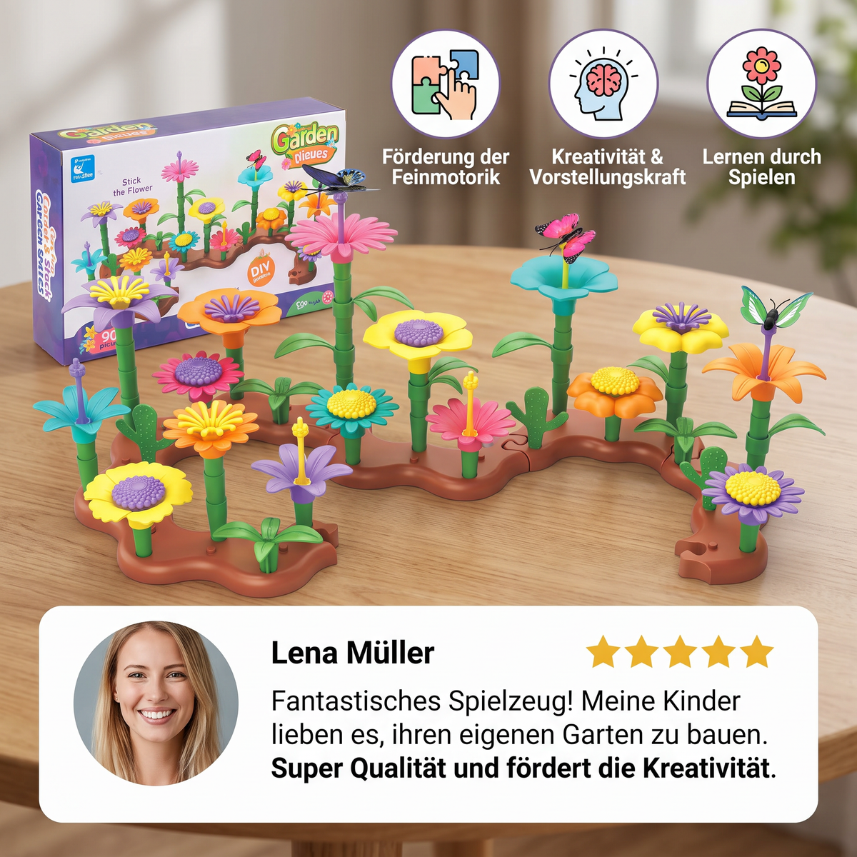 Blumen-Garten Steckspiel für Kinder – Kreatives Pflanz & Lernspielzeug für kleine Gärtnerinnen und Gärtner