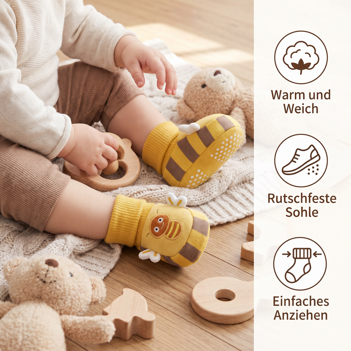 Kuschelweiche Baby-Socken-Schuhe – Warm, Rutschfest & Bequem