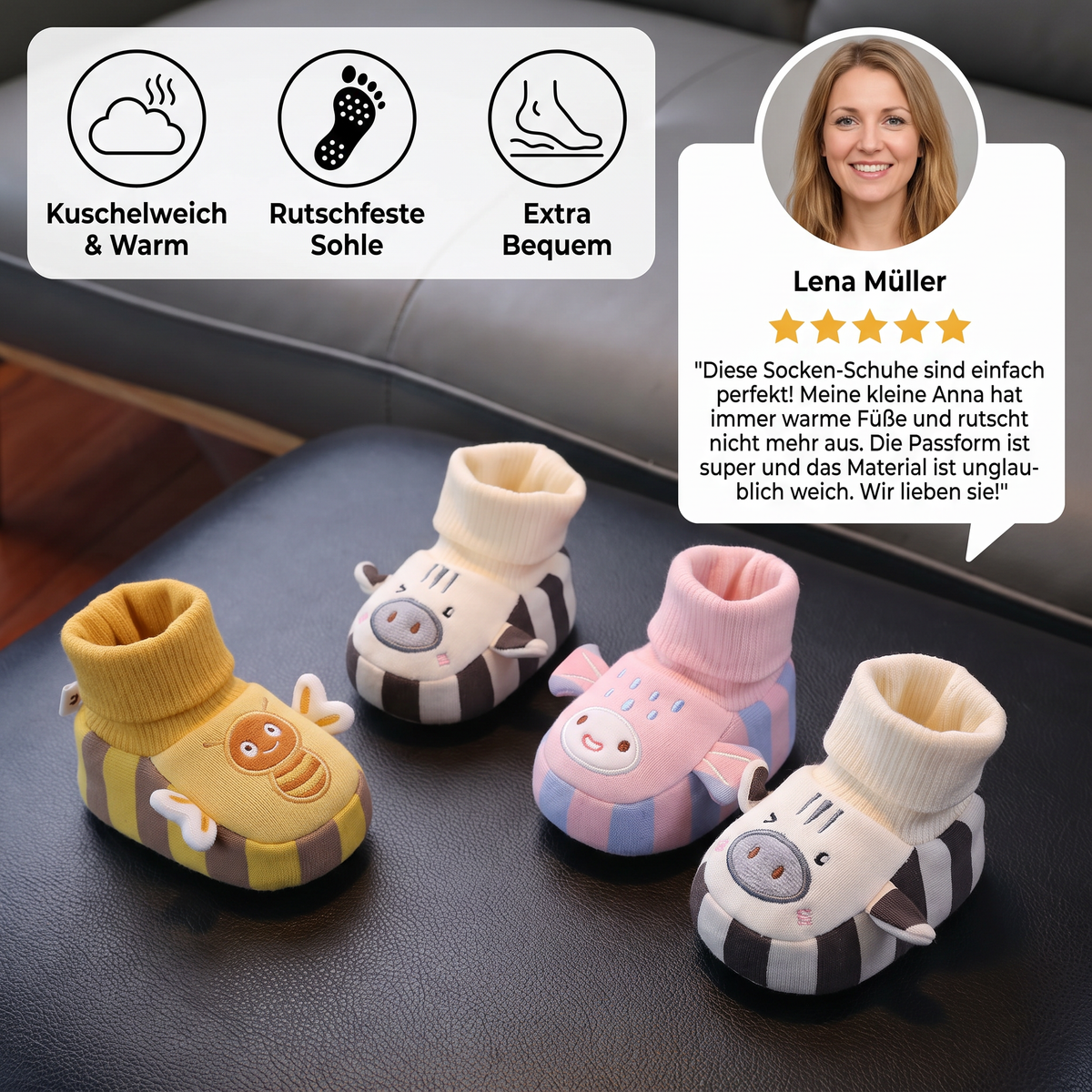 Kuschelweiche Baby-Socken-Schuhe – Warm, Rutschfest & Bequem