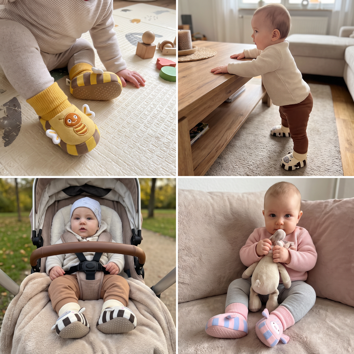 Kuschelweiche Baby-Socken-Schuhe – Warm, Rutschfest & Bequem