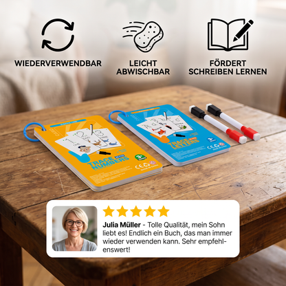 Wiederverwendbares Zahlen und Buchstaben Trainingsbuch für Kinder