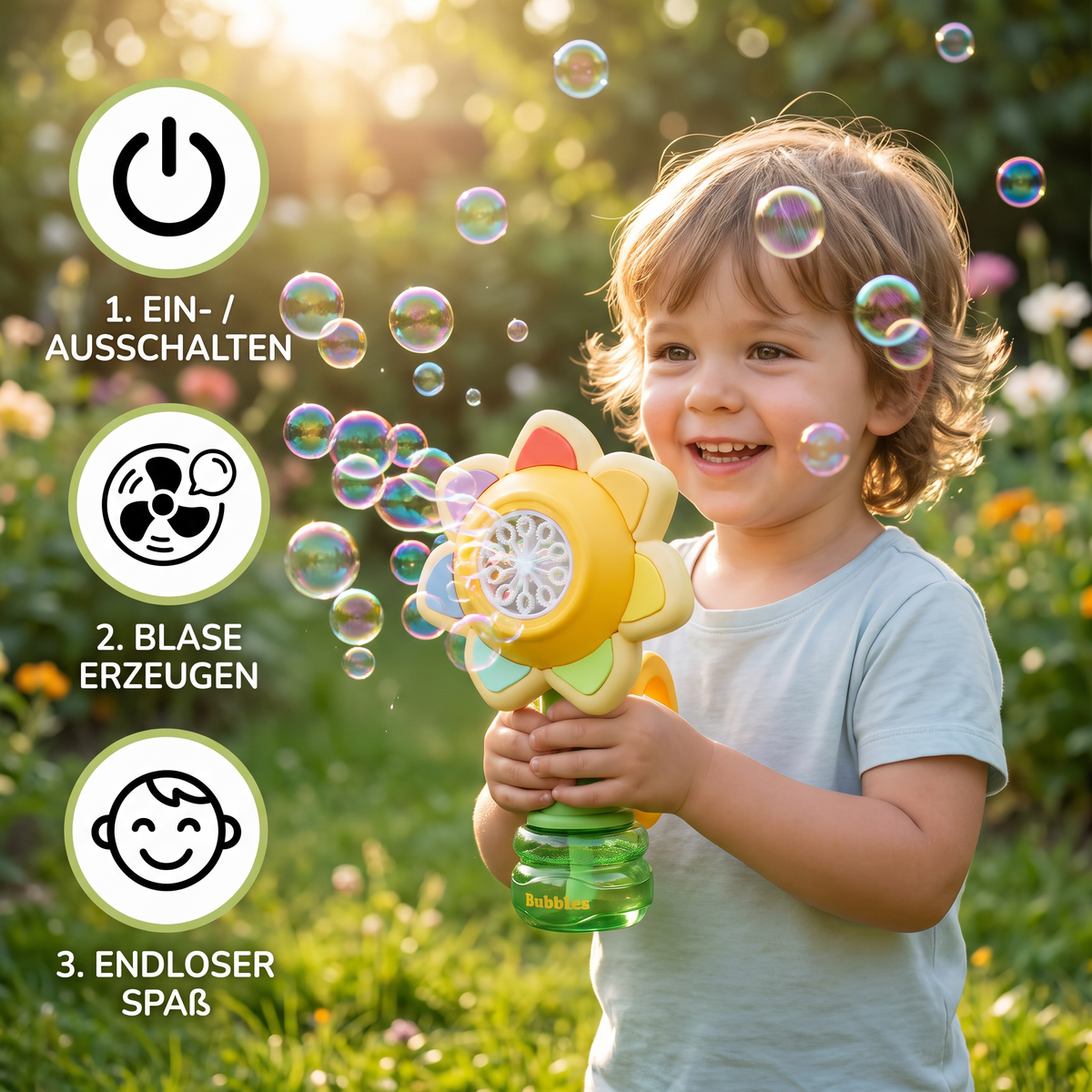 Kopf wackelnde Seifenblasen-Blume – Lustiges Kinderspielzeug