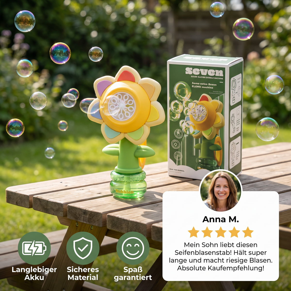 Kopf wackelnde Seifenblasen-Blume – Lustiges Kinderspielzeug