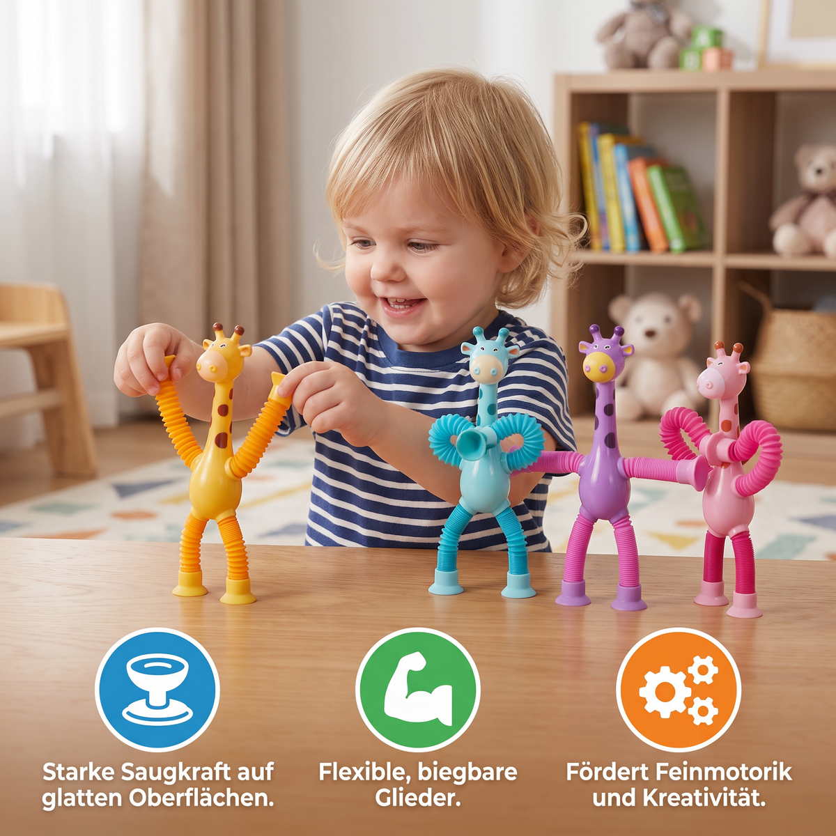 Giraffen-Spielzeug mit Saugnäpfen für Kinder