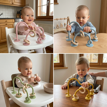 Silikon Motorik-Spielzeug für Babys – Saugnapf Lernspiel für Tisch & Hochstuhl
