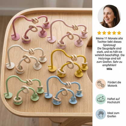 Silikon Motorik-Spielzeug für Babys – Saugnapf Lernspiel für Tisch & Hochstuhl