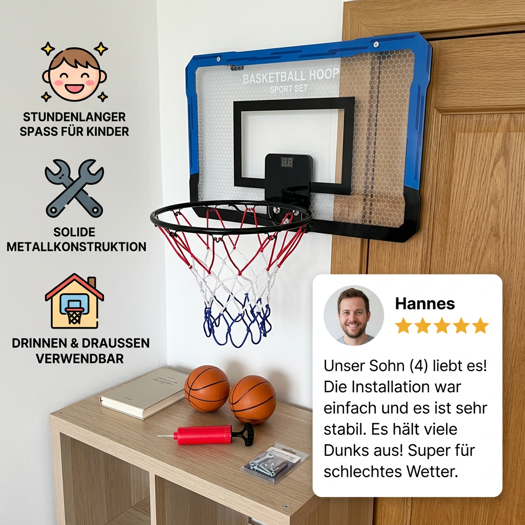 Mini Basketballkorb für Kinder – Wand- & Türkorb Set für Zuhause