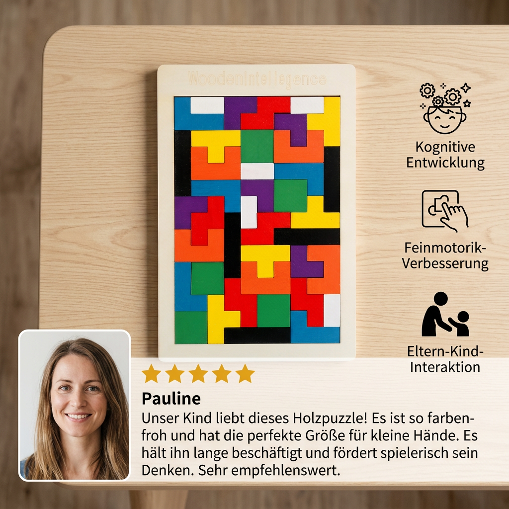 Pädagogisches Holz-Tangram-Puzzle – Buntes Montessori-Lernspielzeug für Kinder