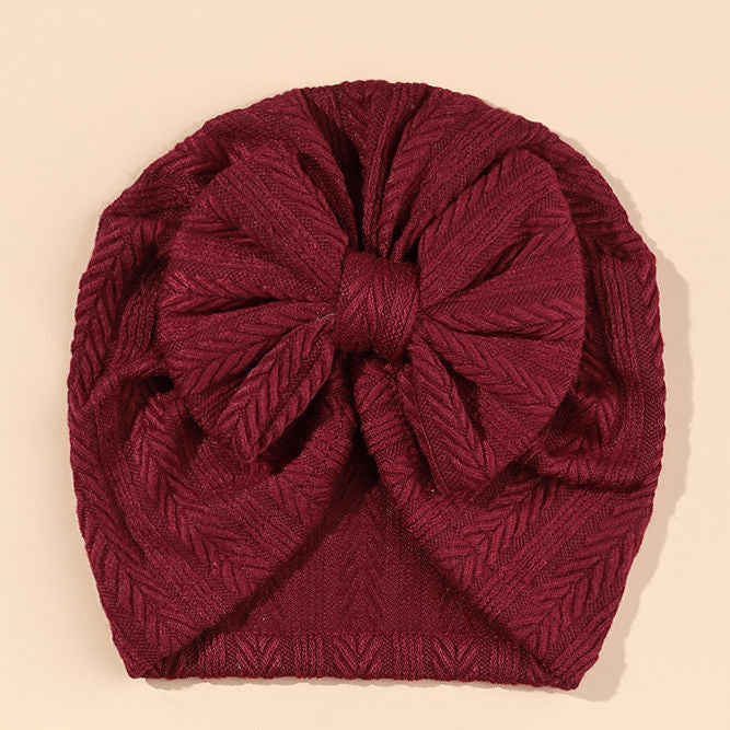 Geraffter Baby-Turban mit Schleife – Weiche Strickmütze für Neugeborene