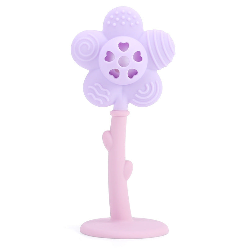 2-in-1 Sonnenblumen-Beißring & Rassel für Babys mit Saugnapfbasis