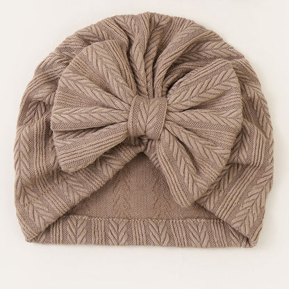 Geraffter Baby-Turban mit Schleife – Weiche Strickmütze für Neugeborene