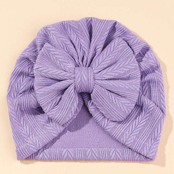Geraffter Baby-Turban mit Schleife – Weiche Strickmütze für Neugeborene