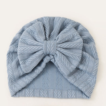 Geraffter Baby-Turban mit Schleife – Weiche Strickmütze für Neugeborene
