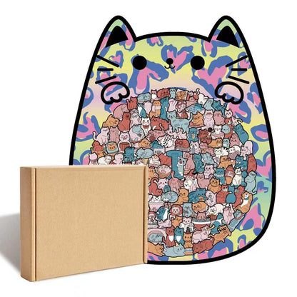 135-teiliges Holz-Puzzle mit katzenförmigen Puzzleteilen