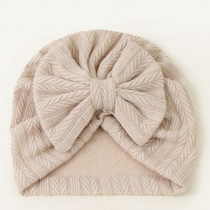 Geraffter Baby-Turban mit Schleife – Weiche Strickmütze für Neugeborene