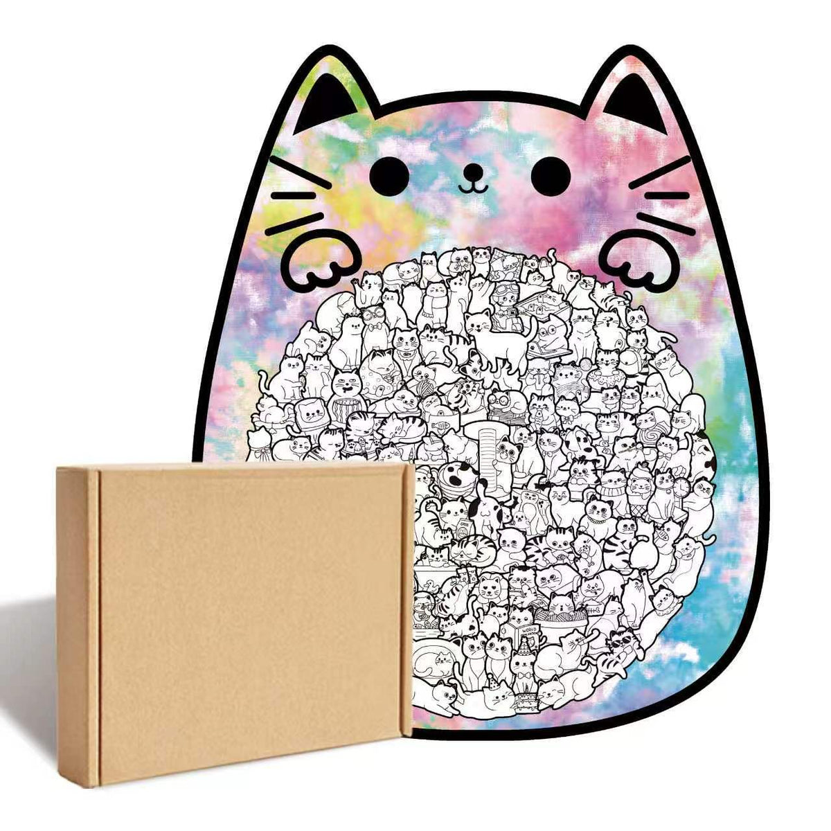 135-teiliges Holz-Puzzle mit katzenförmigen Puzzleteilen