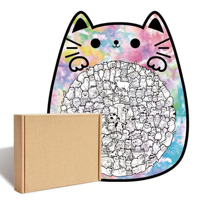 135-teiliges Holz-Puzzle mit katzenförmigen Puzzleteilen