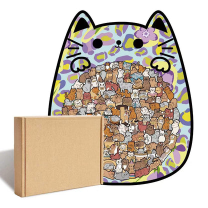 135-teiliges Holz-Puzzle mit katzenförmigen Puzzleteilen
