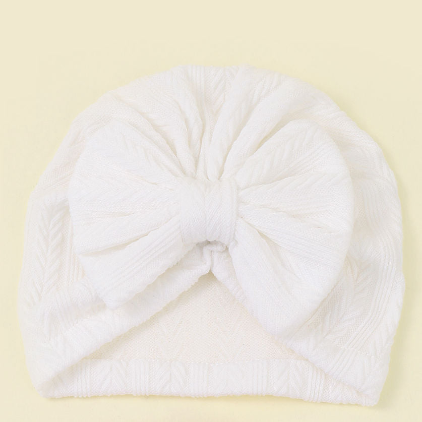 Geraffter Baby-Turban mit Schleife – Weiche Strickmütze für Neugeborene