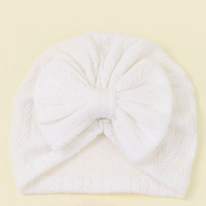 Geraffter Baby-Turban mit Schleife – Weiche Strickmütze für Neugeborene