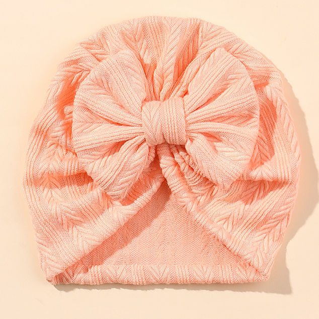 Geraffter Baby-Turban mit Schleife – Weiche Strickmütze für Neugeborene