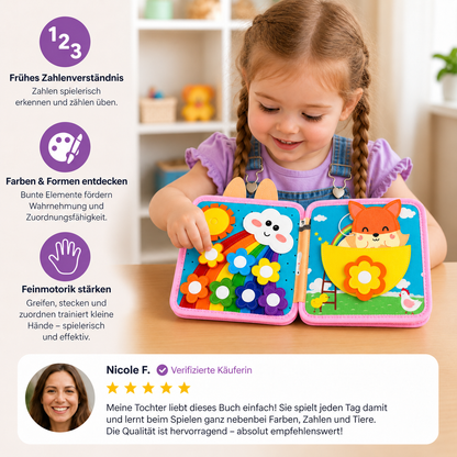 Montessori-Tast- & Fühl-Sensorik-Busy-Book für Kleinkinder