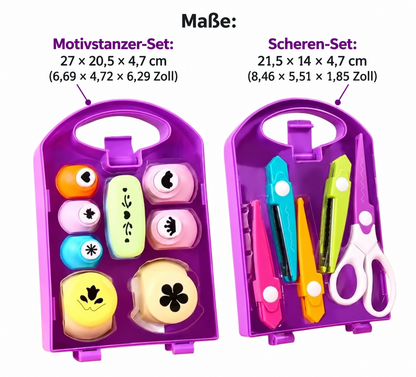 Sicheres Bastelscheren- und Motivstanzer-Set für Kinder