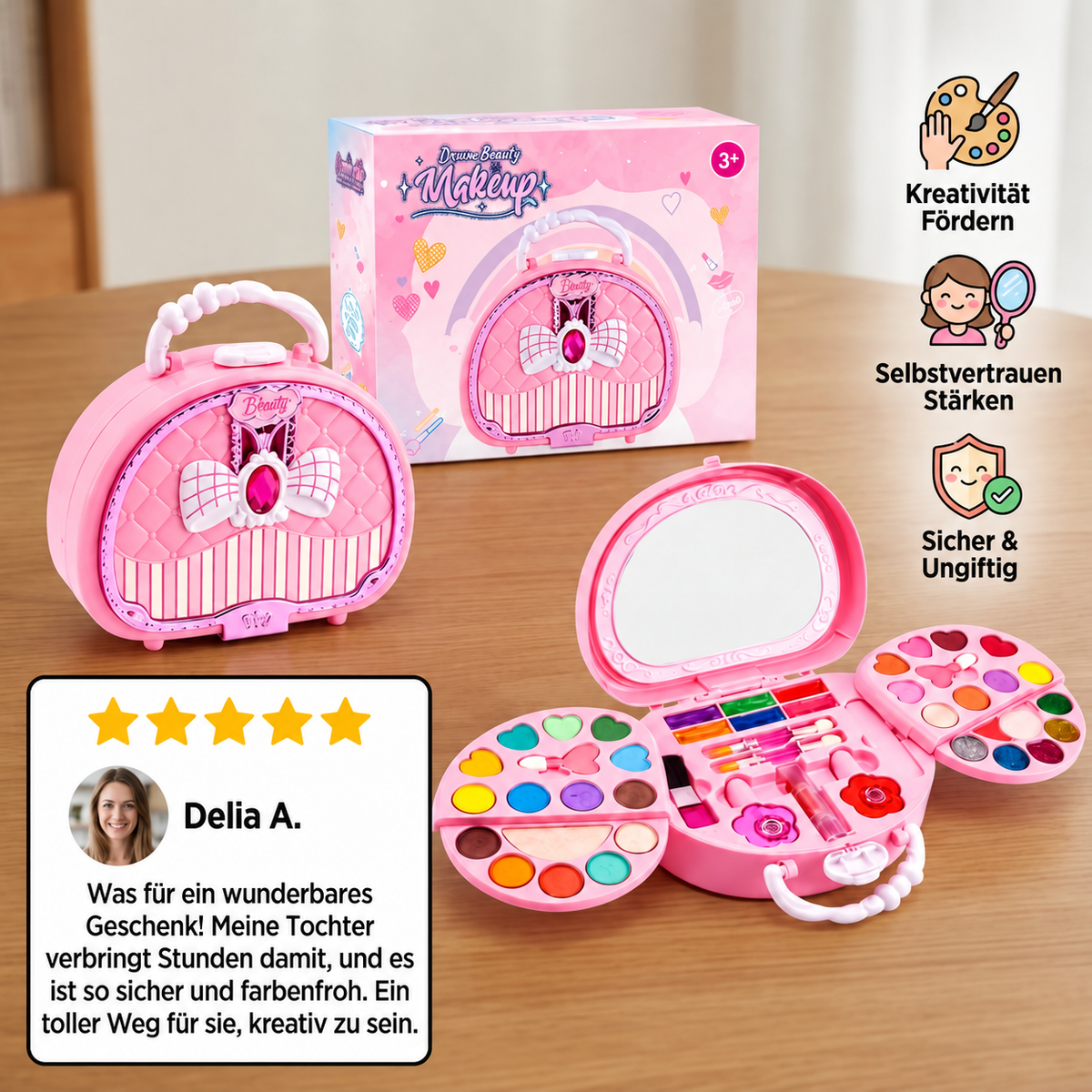 Abwaschbares Prinzessinnen-Make-up-Set für Kinder mit Nagellack & Aufbewahrungsbox