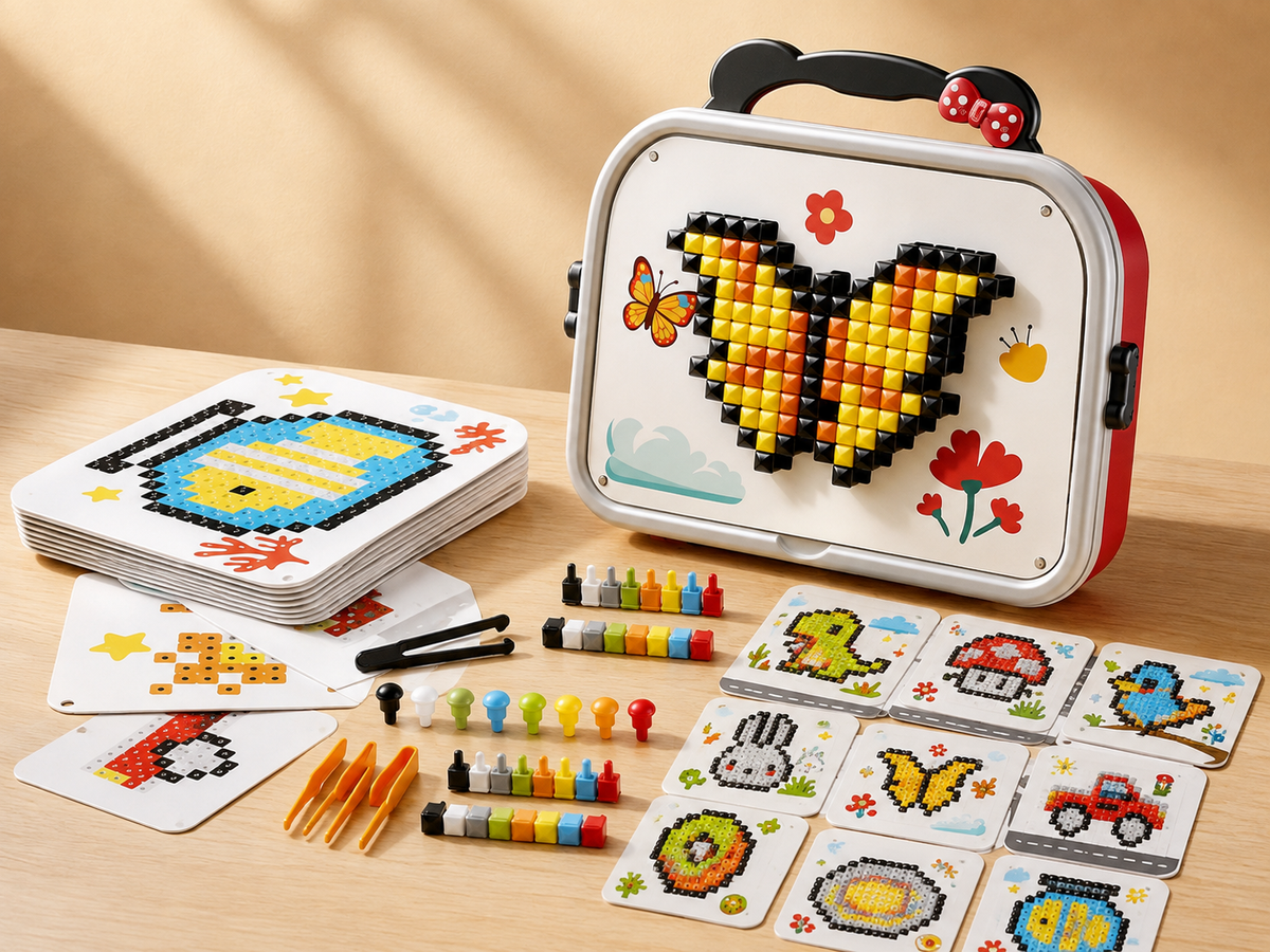 Montessori-Mosaik-Puzzle-Set für Kinder mit Pilzen und Steckstiften
