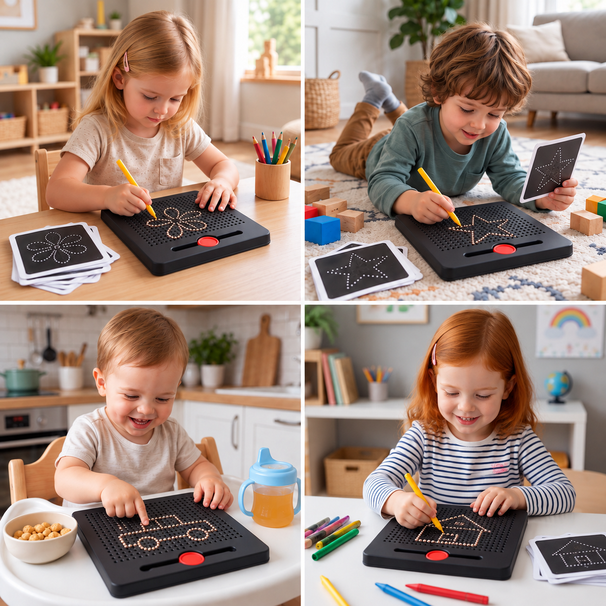 2-in-1 Magnetische Schreib- & Zeichentafel mit aufsteckbaren Formen für Kinder