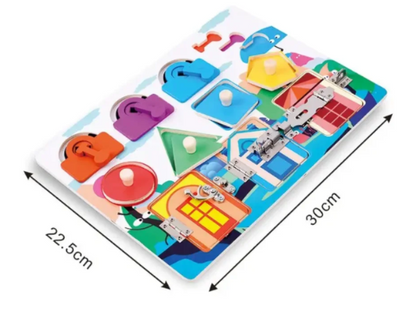 Montessori-Beschäftigungsbrett-Puzzle – Lernspielzeug mit Schlössern und Verschlüssen für Jungen und Mädchen